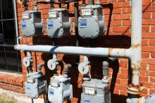 Natural gas meters measure usage.
