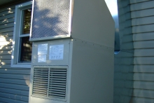 Evaporative cooling is more energy efficient because it cools air through evaporation of water.