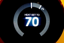 The Nest thermostat clearly displays the current temperarure, and automatically adjusts it to save energy.