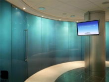 Avanti Systems Avanti Lunar LCD Smart Glass can offer light and openness (as can be seen below) or privacy (as shown above) if needed.